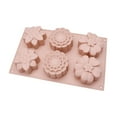 thumbnail image 1 of 6 Slots Flower Silicone Cake Mold Soap Candle Mould for Handmade DIY Mooncake 3D Pastry Dessert Baking Tool Multifunction Mould for Kitchen Light pink, 1 of 9