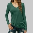 thumbnail image 2 of BLVB Womens T Shirts V Neck Long Sleeve Shirt Casual Tunic Tops Soft Solid Color Basic Tee Spring Fall Outfits, 2 of 5