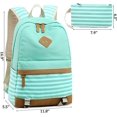 thumbnail image 4 of Mochila escolar para niñas, mochila ligera de lona, ​​mochila a rayas, mochila para estudiantes, mochila para adolescentes con caja, bolsa para lápices, 4 of 5