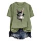 thumbnail image 5 of Tops de Cuello Alto para las Mujeres Amante Impreso Camiseta Cuello Redondo Manga Corta, Poliéster Spandex, 5 of 7