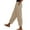 Khaki, variant on Sewkxo Pants for Womens Fashion Linen Drawstring Elastic Waist Trousers Spring Summer Casual Baggy Fit Casual Pants with Pockets,Black S