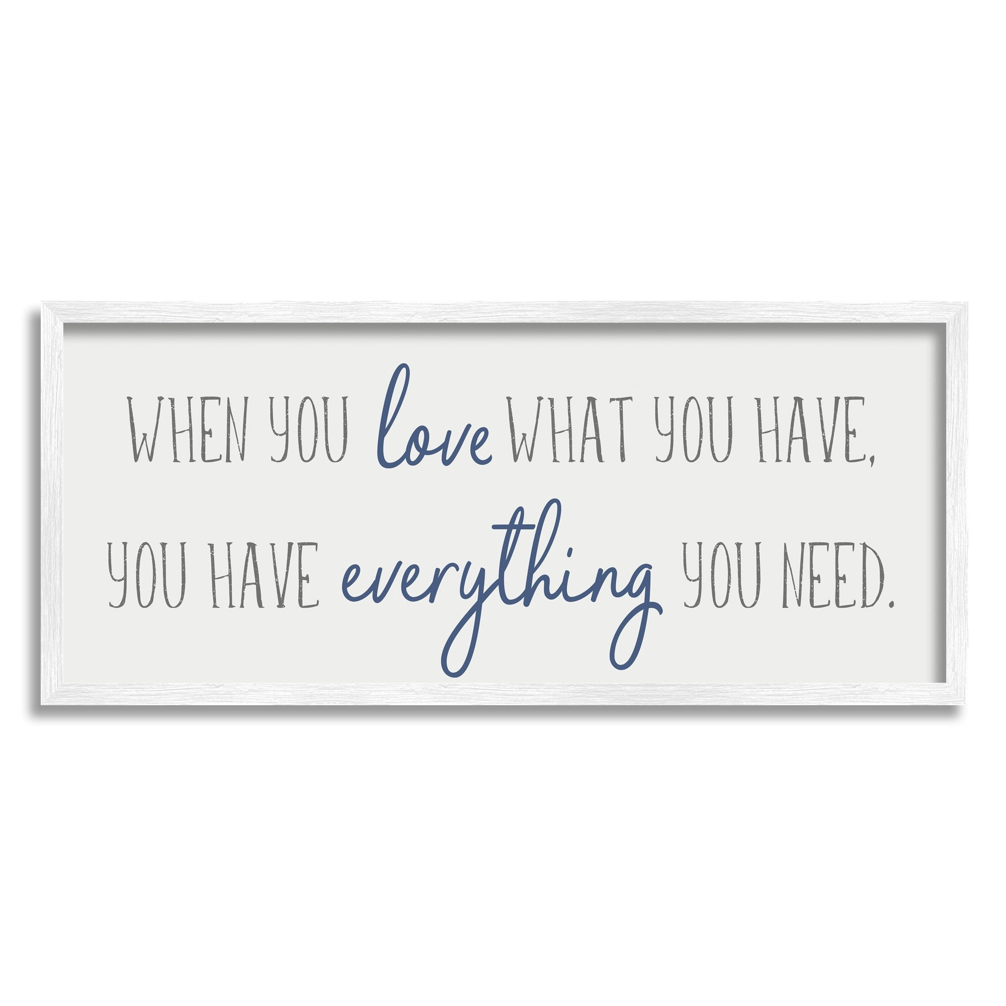 Stupell Industries Love What You Have Quaint Phrase Blue Grey, 13 x 30, Designed by Anna Quach