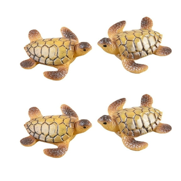 4-Pack Miniature Sea Turtles For Aquariums - Charming Resin Ornaments, Ideal Fish Tank Decor Accessories