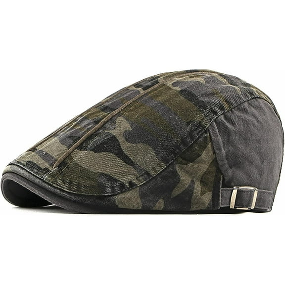 Newsboy Men's Hat Camo Cotton Classic Adjustable Cap Flat Soft Hunting Golf