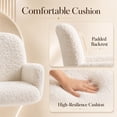 thumbnail image 4 of SESSLIFE Vanity Chair, Height Adjustable Velvet Makeup Chair, Comfy Home Desk Chair with Gold Legs, 360° Swivel Office Chair for Bedroom, White, 4 of 9