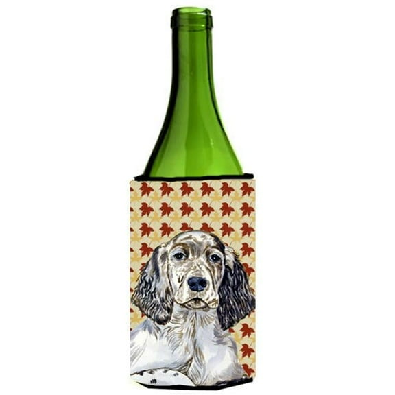 English Setter Fall Leaves Portrait Wine Bottle Hugger