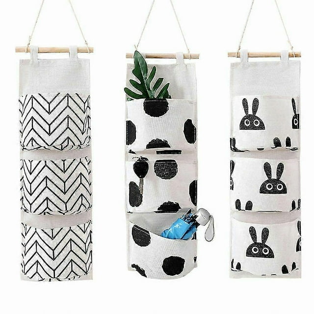 Black Friday Wall Hanging Storage Bag Over The Door Organizer, 3 Pockets Hanging Storages Bag