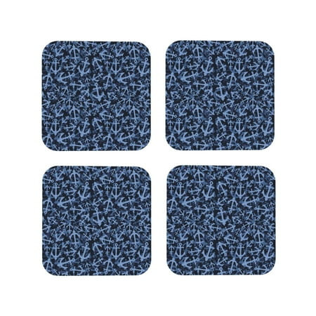 

Fuzoiu Anchors Ship Print Leather Coasters Set Drink Coasters Set of 4 for Tabletop Protection Durable PVC Coasters Home Décor and Housewarming Gift-Square