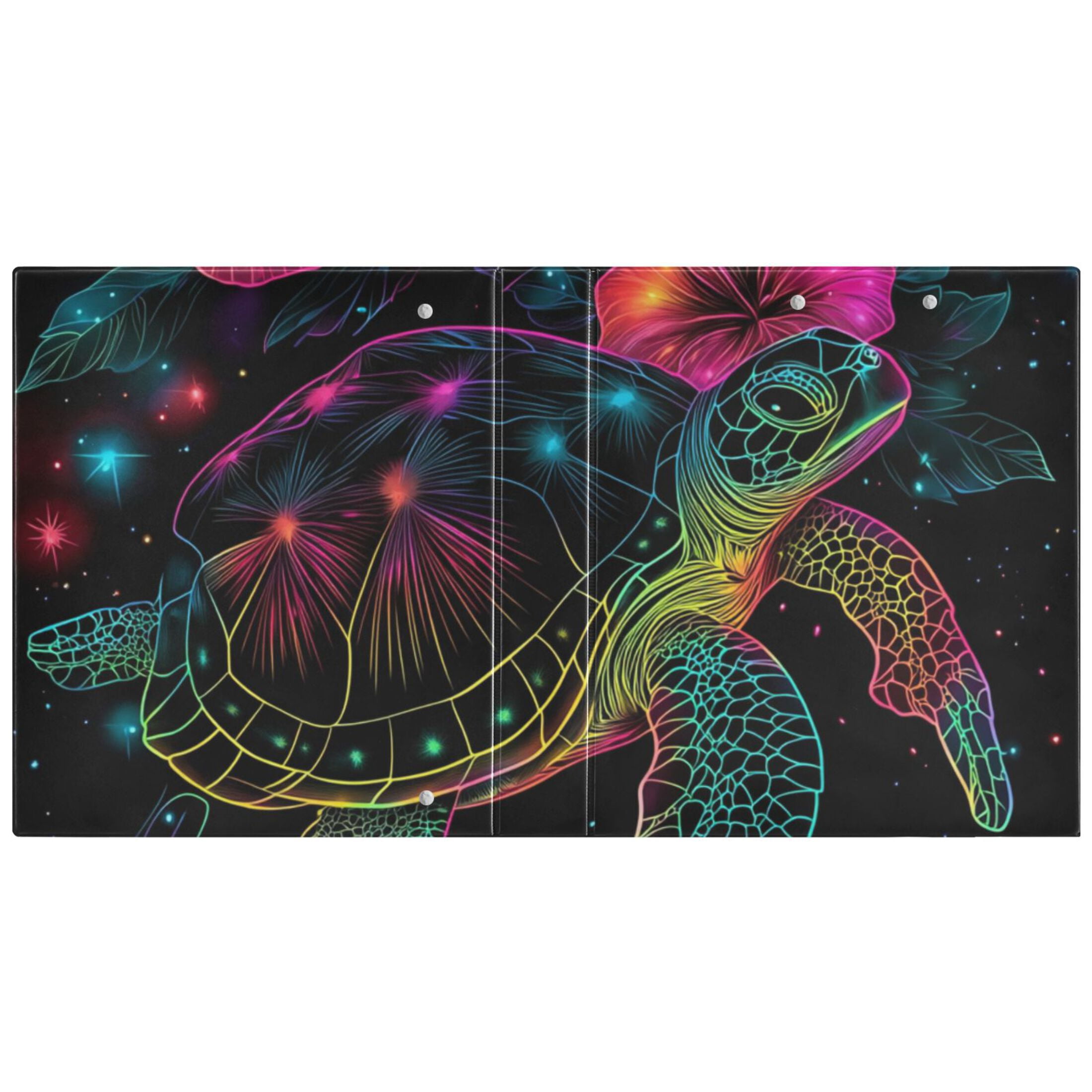 Sea Turtle and Flowers 3 Ring Binders 1.5 inch Hardcover File Folders with Interior Pockets A4 Size Organizer for School Office Hospital Set of 2