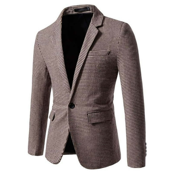 Men's Casual Blazer Slim Fit Lightweight Sport Coat Two Button Suit Jacket Brown L