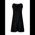 thumbnail image 2 of Vestidos de Mujer Sin Mangas con Cuello en V y Bolsillos, Color Negro, Talla S, 2 of 5