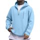 thumbnail image 2 of MHFRRA Sudadera con Capucha para Hombre, con Estampado Gráfico de Verso Retro, Media Cremallera, para Uso Informal Azul claro, 2 of 6