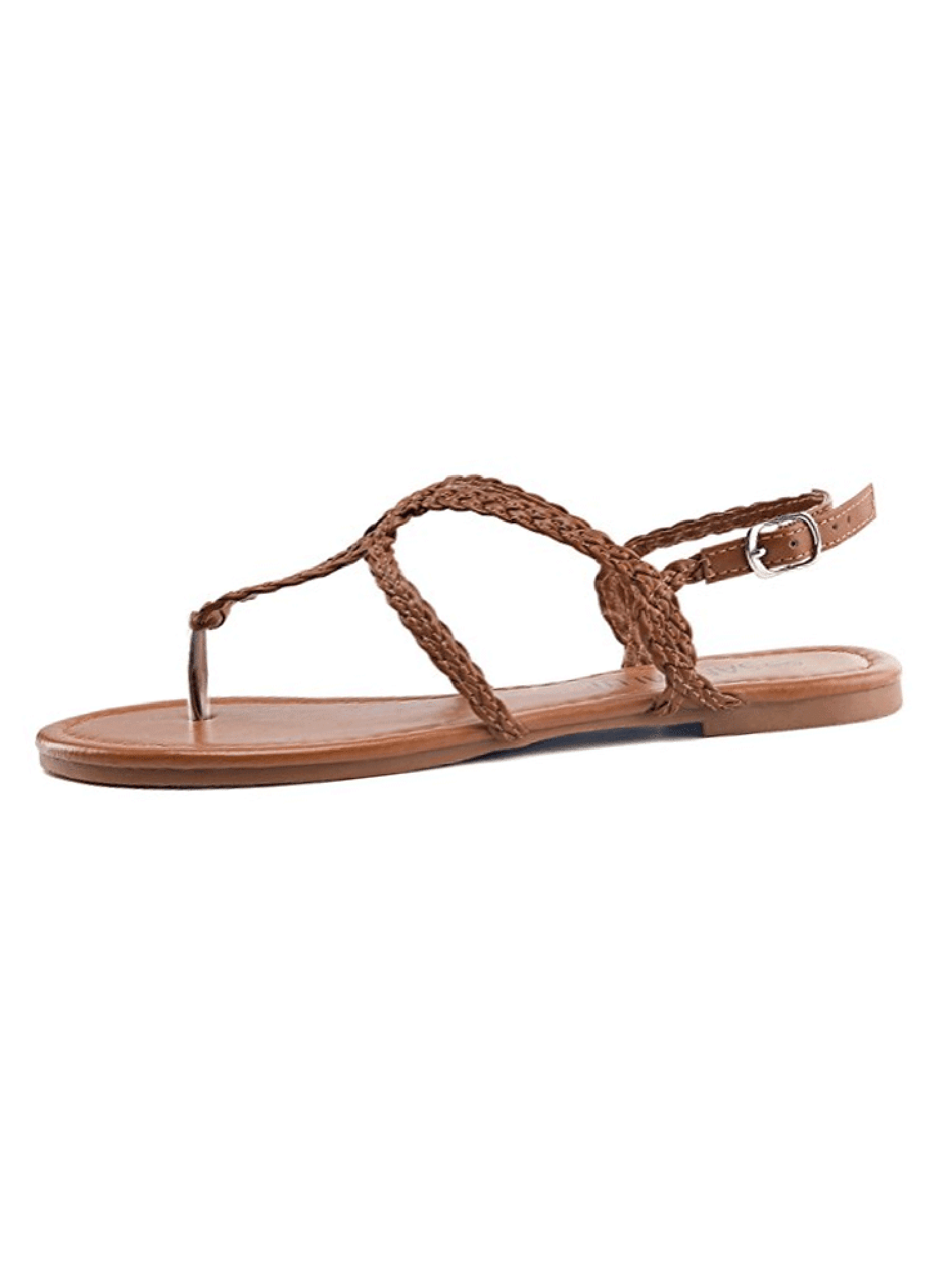brown braided flat sandals