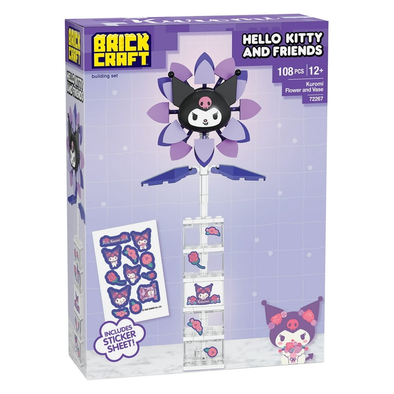 Brickcraft, Diy Building Kit, 108 Pieces, Kuromi Flower & Vase