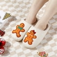 thumbnail image 2 of Christmas Fuzzy Slippers for Women Men Funny Print Matching House Shoes Furry Lined Winter Warm Anti-Slip Bedroom Slides Red 6.5, 2 of 5