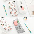 thumbnail image 5 of Caja de lápices con cremallera Kawaii, bolsa de cosméticos de lona, multiusos para chicas estudiantes, blanco Feliz Sencillez, 5 of 5