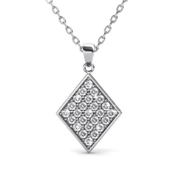 Cate & Chloe Lennon 18k White Gold Plated Pave Pendant Necklace with Swarovski Crystals for Women