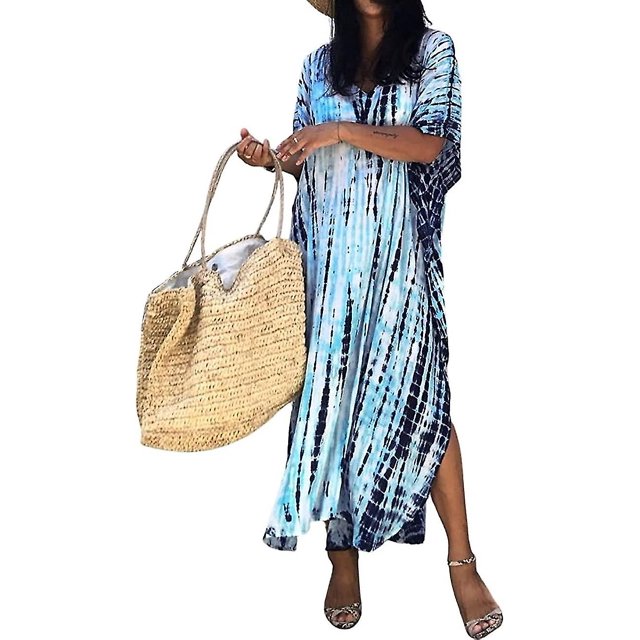 Robe de Plage Imprimée pour Femmes à Manches Courtes Grande Taille