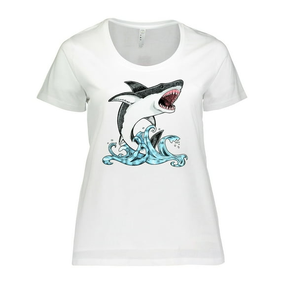 Inktastic Great White Shark Jumping Women's Plus Size T-Shirt