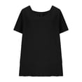 thumbnail image 6 of LEKWK Loose Linen Tops for Women Double Layer Flowy V-Neck Tunic Tops Loose Fit Dressy Short Sleeve Summer Blouses Ruffled Hem Beach Holiday Outfits, 6 of 9
