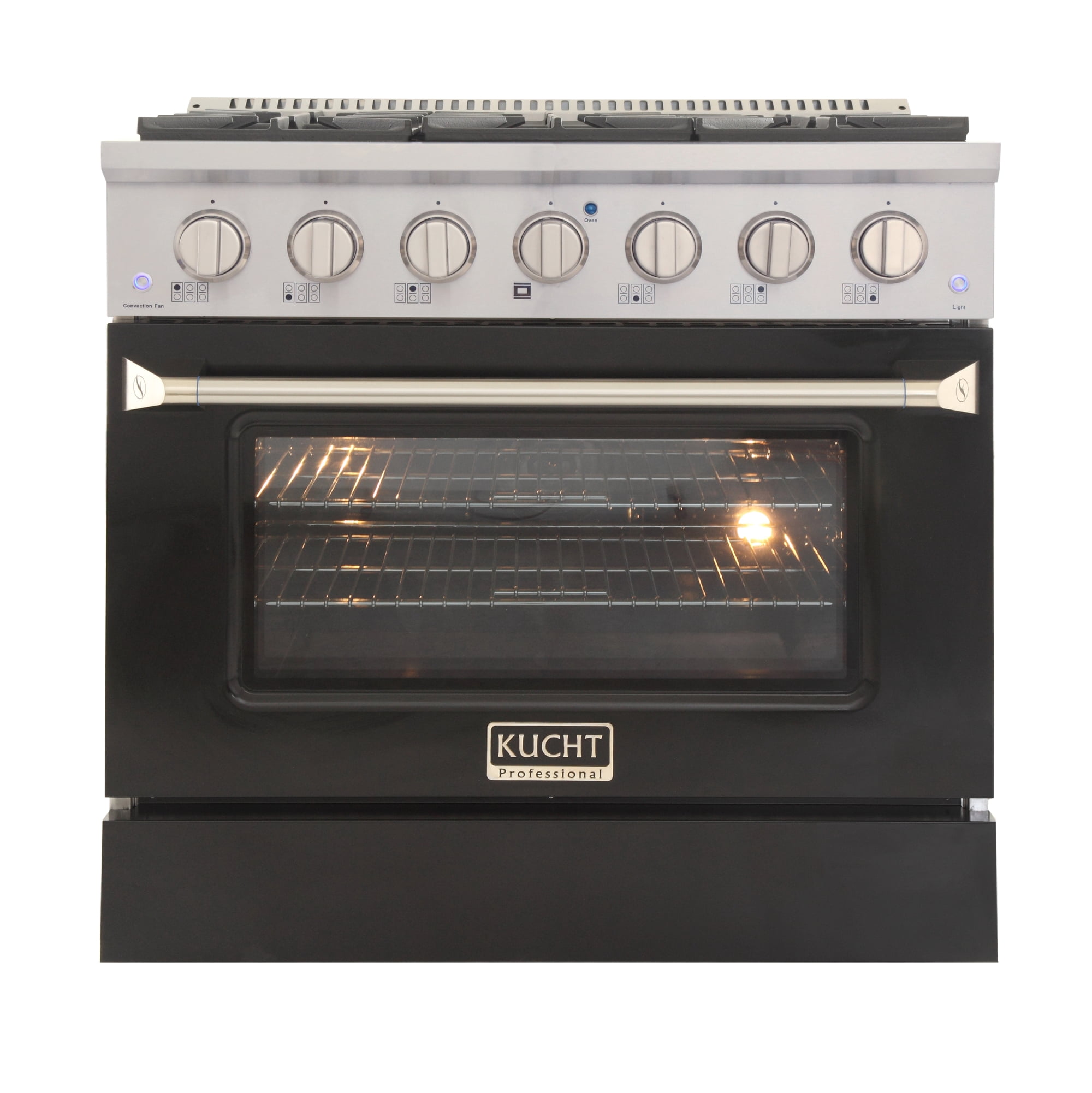 Kucht Professional 36" Stainless Steel Propane Gas Range in Black/Silver