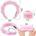 thumbnail image 6 of Spa Headband for Washing Face Wristband Sponge Makeup Skincare Headband Terry Cloth Bubble Soft Get Ready Hairband for Women Girl Puffy Padded Headwear Non Slip Thick Hair Accessory(Pink), 6 of 18