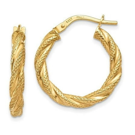 Primal Gold 14 Karat Yellow Gold Twisted Textured Hoop Earrings