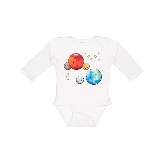 Inktastic Planetary Playdate Cute Earth, Mars, and Moons Boys or Girls Long Sleeve Baby Bodysuit