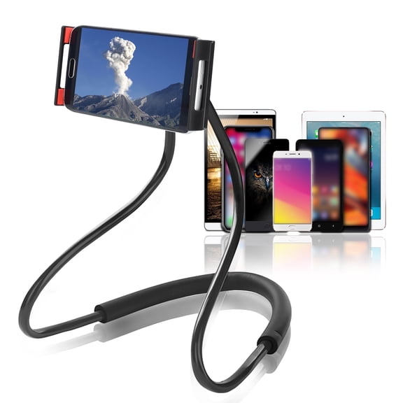 GJX Lazy Neck Phone Holder, Adjustable Hands-Free Tablet Stand, 360 Rotation Long Arm Bracket Fit