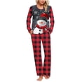 thumbnail image 2 of BLTIBY Christmas Pajama Sets for Women Xmas Printed Round Neck Long Sleeve Pullover Top Long Pants Lounge Set Sleepwear with Pockets Comfortable Red 2 L, 2 of 6
