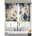 thumbnail image 2 of Vintage Blue Floral Sheer Curtains 54 Inch Length 2 Panels Set Window Treatments, Butterflies Watercolor Flower Tan Rod Pocket Semi Curtains for Living Room/Bedroom/Kitchen Décor, 104"W x 54"L, 2 of 7