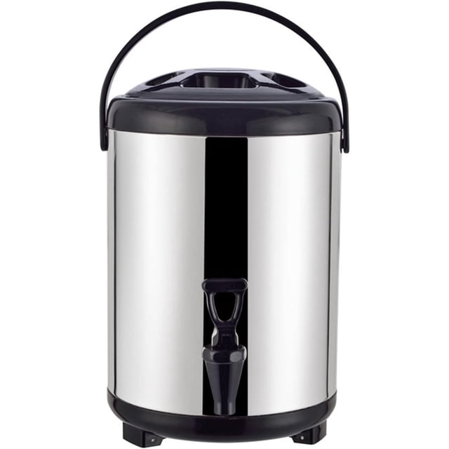 Dispensador de Bebidas, Servidores para Bebidas, Grifo de Resina Calientes y Frías con Aislamiento de Acero Inoxidable para Servicio (Cubierta Negra)