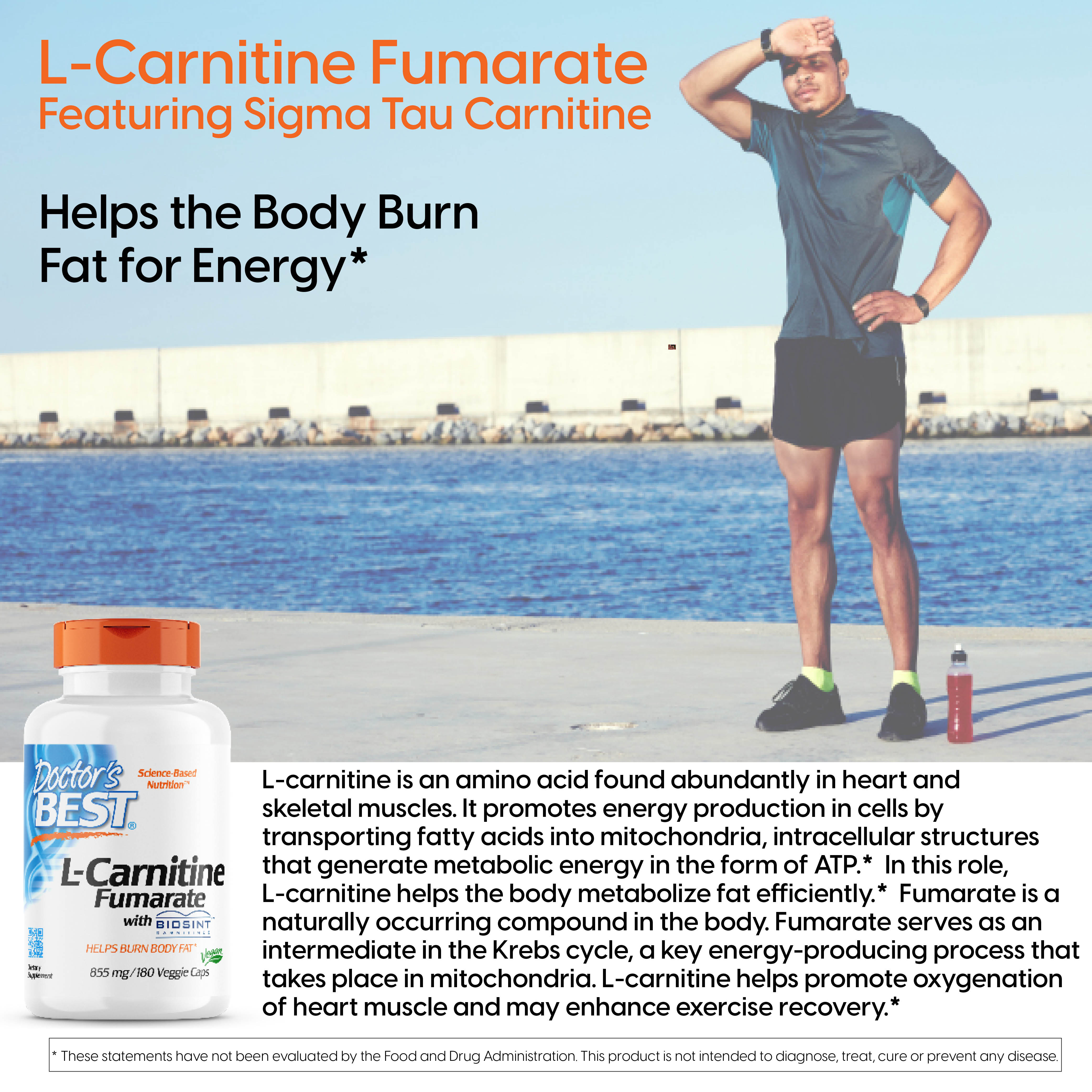 Doctor's Best - L-Carnitine Fumarate 855 mg. - 180 Vegetarian Capsules - image 6 of 19