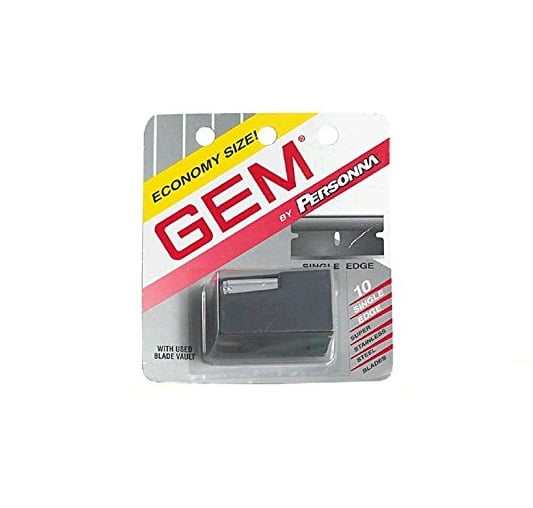 GEM Gem Single Edge Blades 10's + Makeup Blender Stick, 12 Pcs