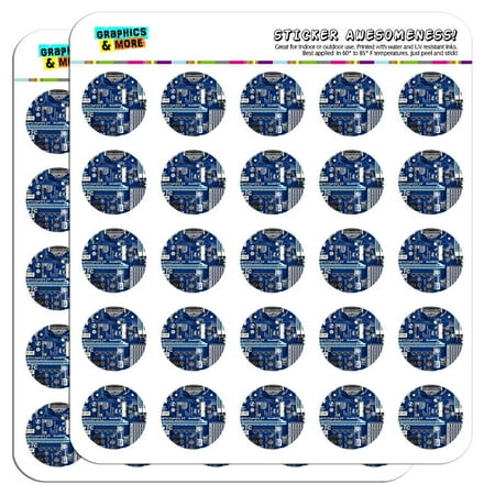 Memory Scrapbook Stickers - Blue Computer Motherboard Processor CPU Memory 1
