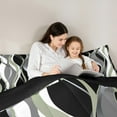 thumbnail image 5 of Manfei Minimalist Abstract Queen Comforter Set, Aesthetic Striped Bedding Sets, Gray White Black Green Bedding Comforter Set, Microfiber Bedroom Decor, Reversible 3pcs, 5 of 8