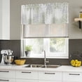 thumbnail image 4 of Sage Green White Curtain Valances for Windows, Kitchen Valance Window Treatments Panel 2 Pack, Abstract Grey Chrysanthemum Flower Rod Pocket Short Curtains for Bathroom Bedroom 60 x 18 Inch, 4 of 8