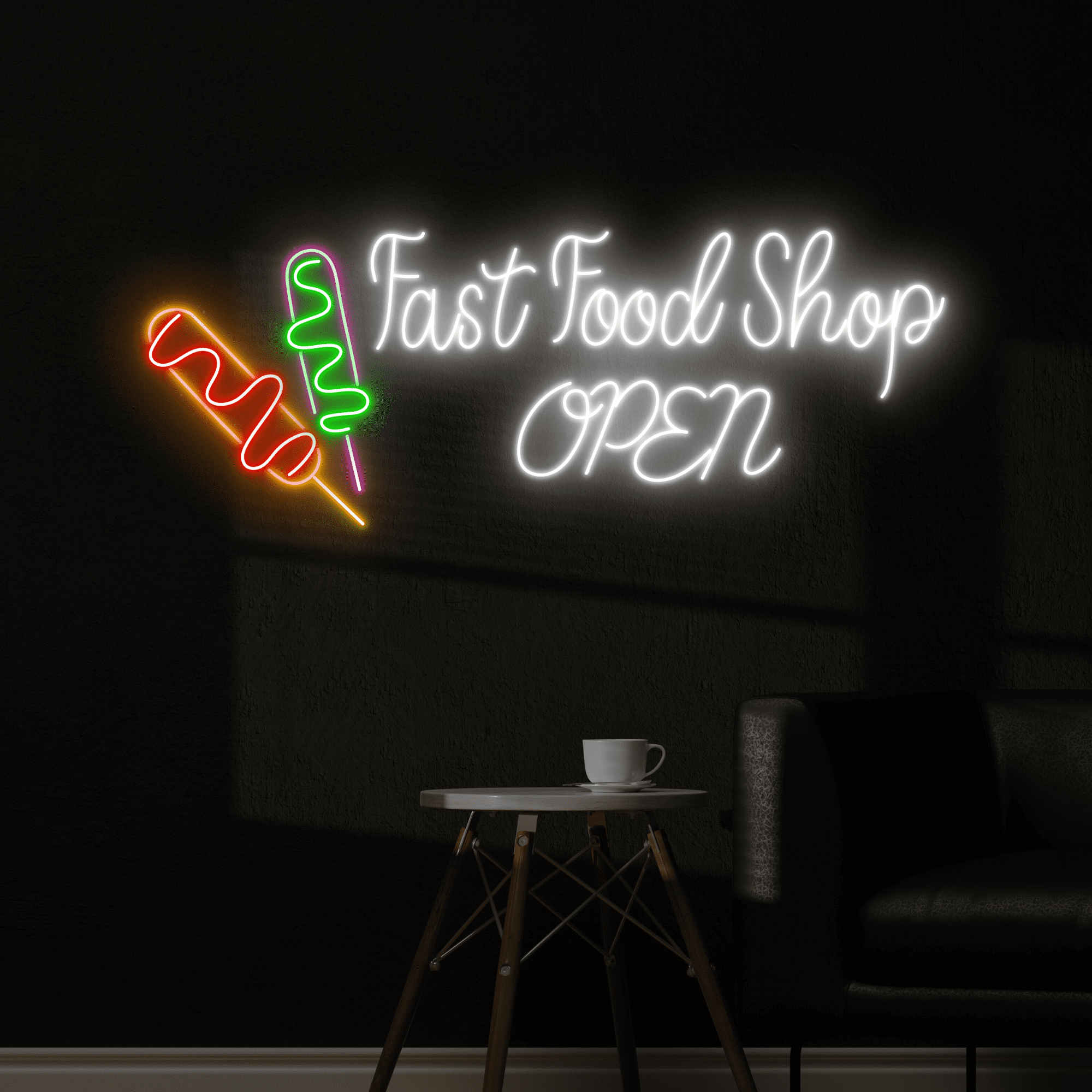 C-craft Open Sign Light up for Business Walls Window Fast Food Shop