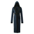 thumbnail image 5 of Hessimy Mens Hooded Robe Plush Fleece, Soft Fluffy House Coat Lounge Robe Full Length Bathrobes with Pockets(Dark Blue,5XL), 5 of 5
