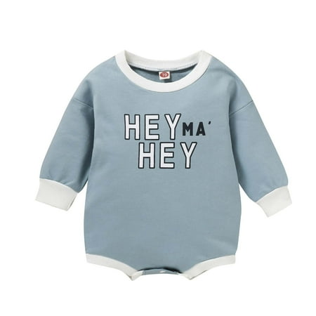 

TUOBARR Baby Girl Boy Crewneck Sweatshirt Long Sleeve Romper Solid Letters Oversized Sweater Bodysuit Pullover Top Blue (0-12Months)