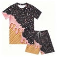 thumbnail image 5 of BOOMNY Boys 2 Peice Clothes Set Ice Cream Graphic Long Sleeve Tshirts Shorts Outfits for Kids Comfy Clothing Set, 5 of 5