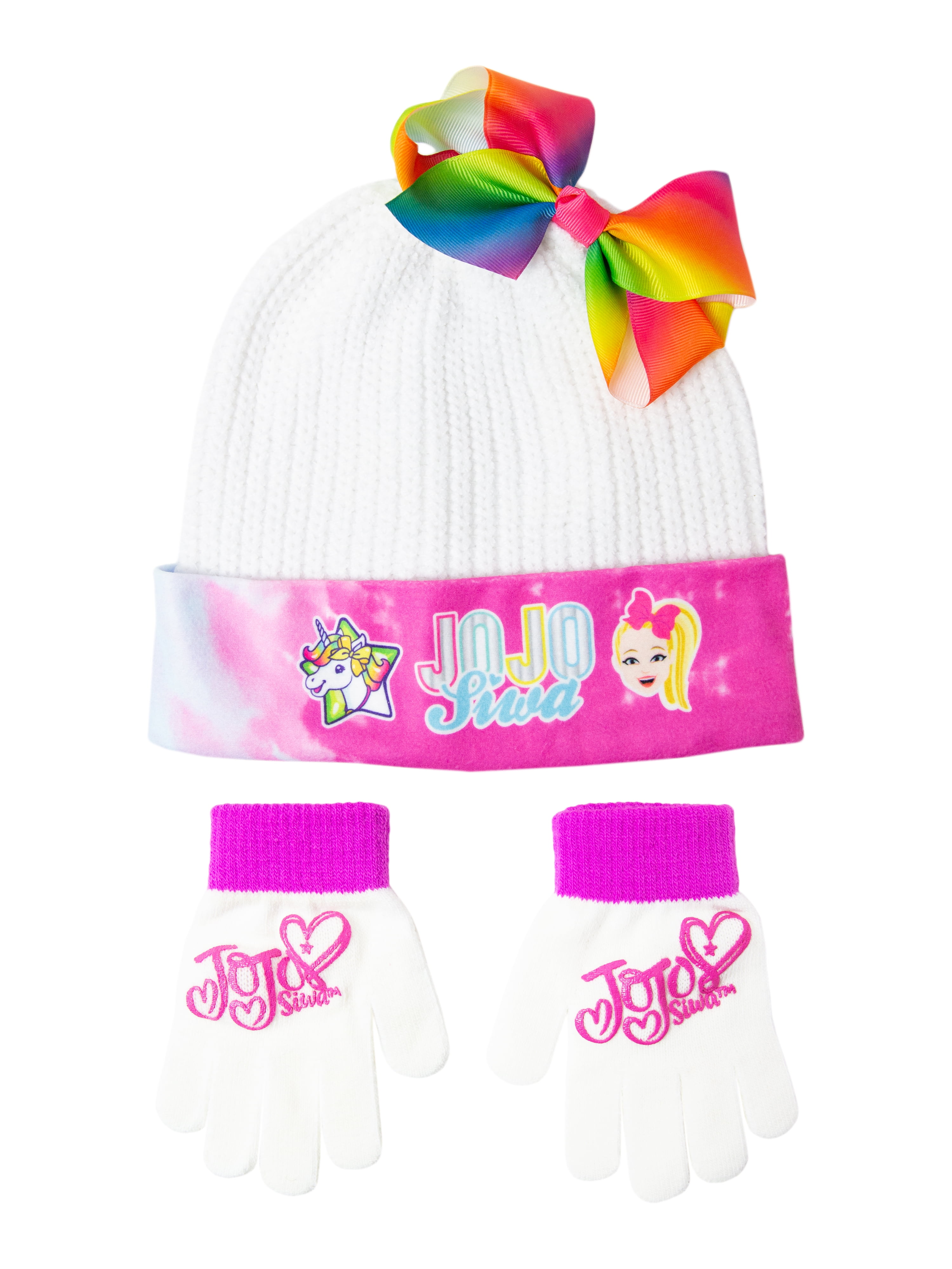 Girls Cold Weather Beanie JOJO Hat Scarf and Glove Set 