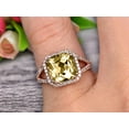 thumbnail image 2 of 7mm Cushion Cut Split Shank Promise Ring 2.05 Carat Champagne Diamond Moissanite Engagement Ring Anniversary Gift On 10k Rose Gold Art Deco Halo Design, 2 of 5