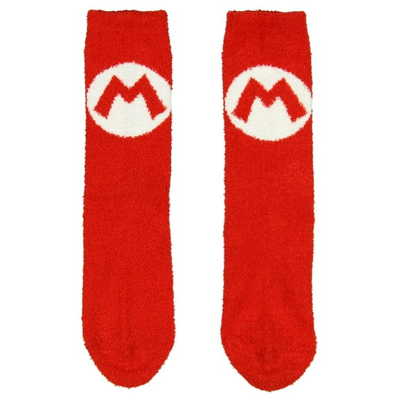 Nintendo Super Mario Cozy Mario Logo Adult Crew Socks