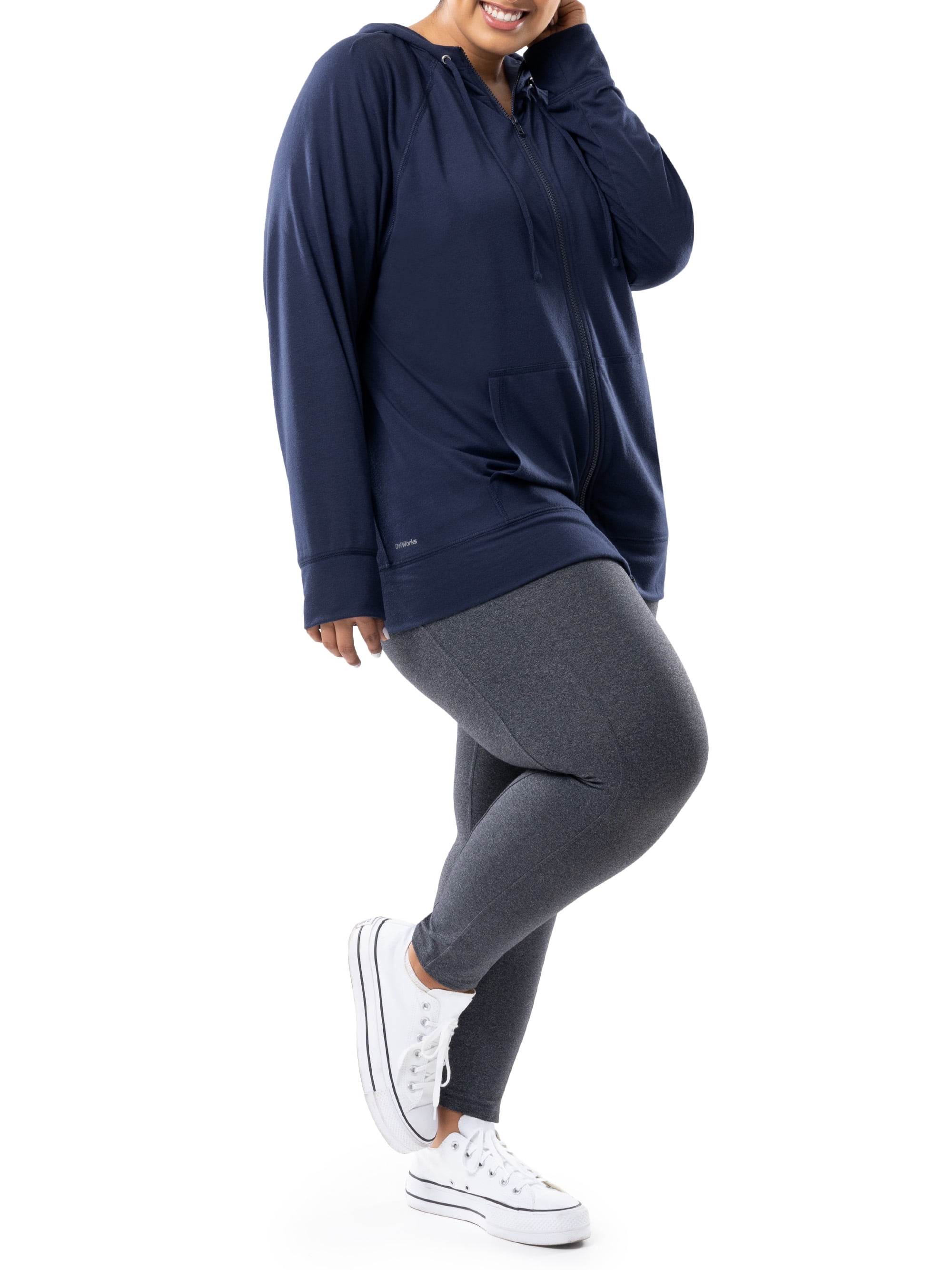 Athletic Works Women's Plus Lightweight Zip-Up Hoodie Jacket, Size 1X-5X