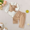 thumbnail image 2 of WUANDIXFA Toddler Baby Boy Christmas Outfit Casual Fashion Cute 2PCS Long Sleeve Shirt Pants Kids Christmas Clothes,Khaki,9-12 Months, 2 of 4