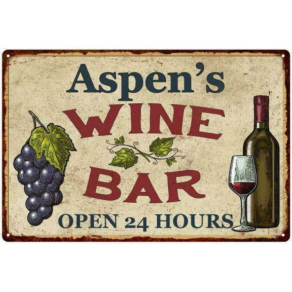 Aspen's Rustic Wine Bar Sign Wall Décor Kitchen Gift 12x18 Metal 112180056250