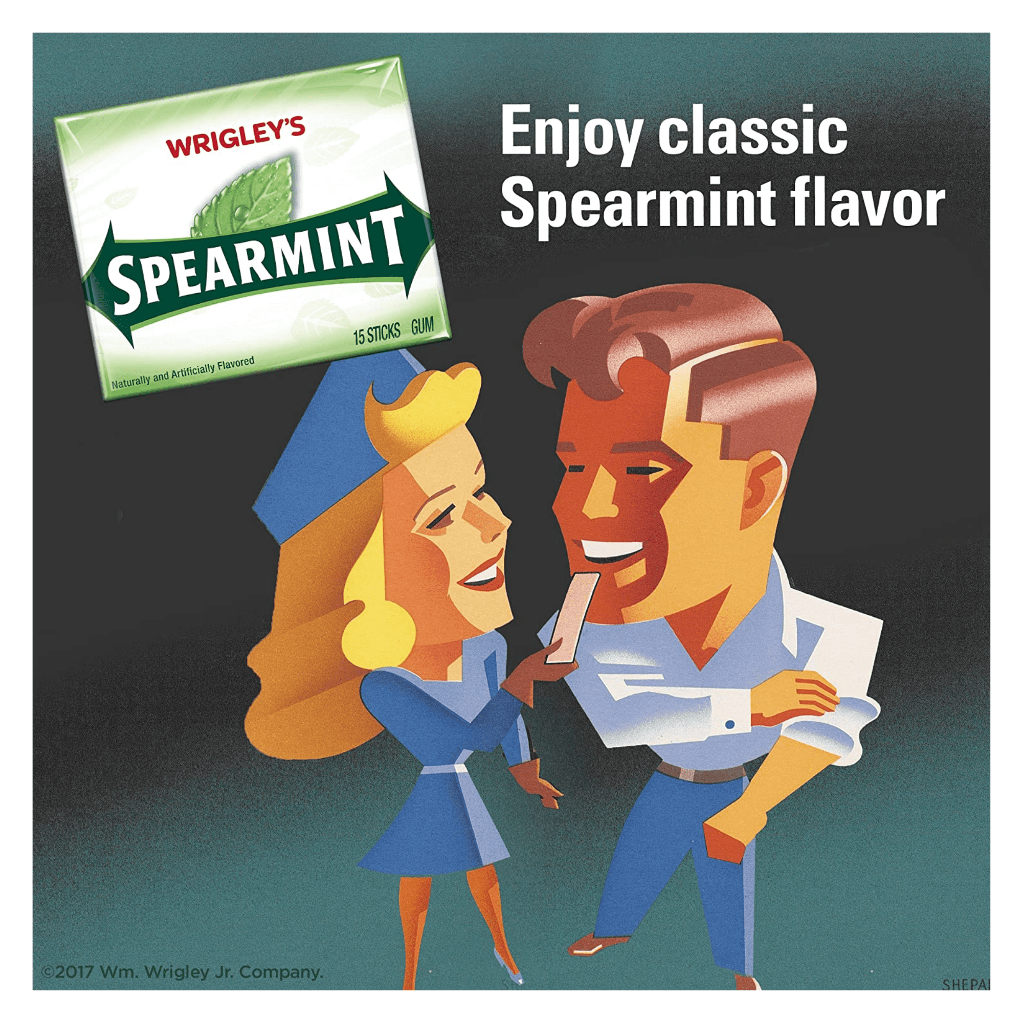 Wrigley Slim Pack Spearmint Chewing Gum 15Pcs Ea. Pack (20 Pack Double Up)