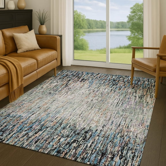 Addison Rugs Chantille Indoor/Outdoor Transitional Stripes Black Machine Washable Rectangle Rug, 10' x 14'
