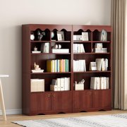 HELLONE 5 Tier Open Bookcase and Bookshelf, Modern Bookcase with Doors, Wood Bookcase Storage Organizer Shelf, 63 in Tall Display Storage Shelves for Bedroom Living Room Office, Brown